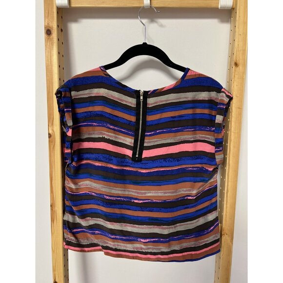 Eight Sixty Striped Silk Cuffed Top ( XS ) - Picture 2 of 2